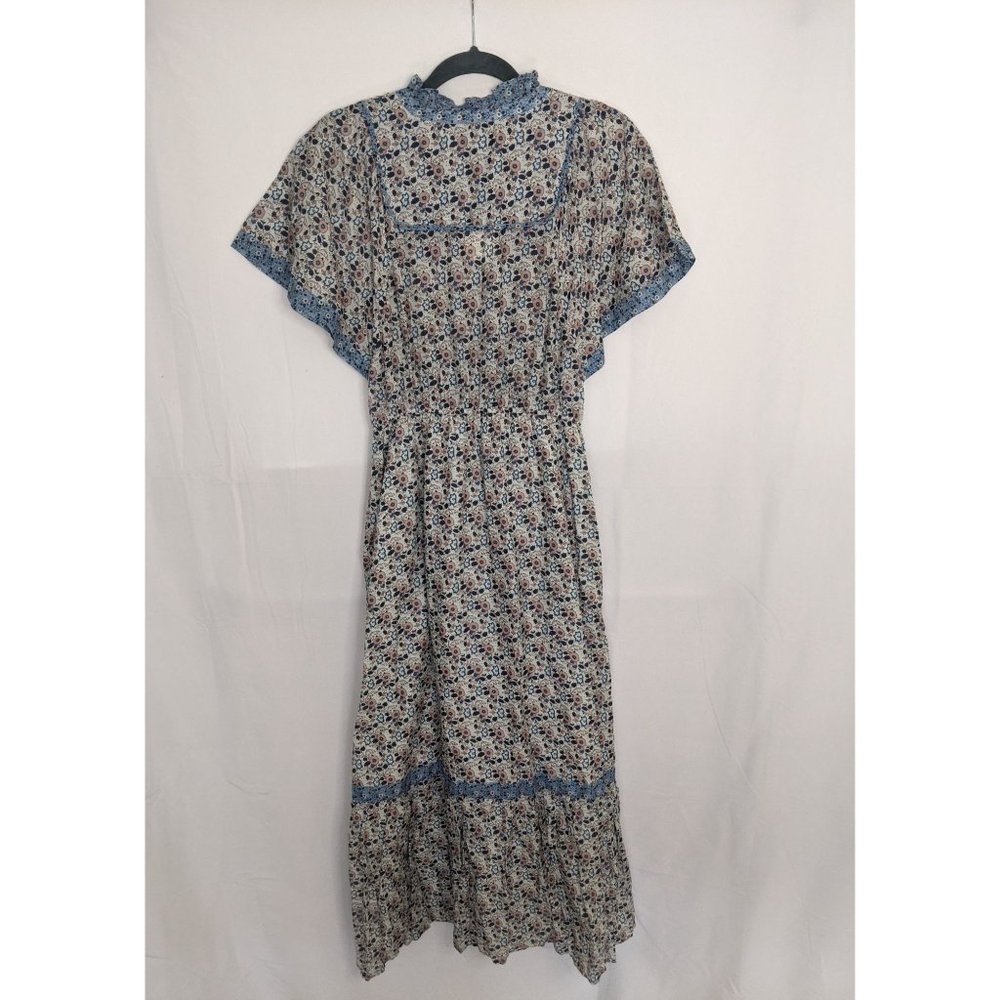 NWT Anthropologie Othilia Titania Flounced Maxi Dress S Blue - Picture 7 of 11